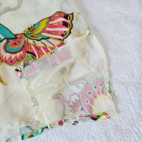 Surface Women's Oversized Sheer Blouse Size Medium Butterflies Beach Coverup - Picture 4 of 13